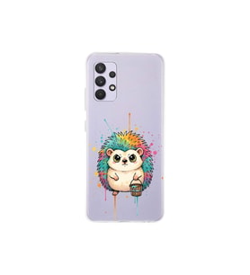 Samsung Galaxy A13 ile Uyumlu Splash Kirpi Tasarımlı Şeffaf Silikon Kılıf