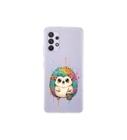 Samsung Galaxy A13 ile Uyumlu Splash Kirpi Tasarımlı Şeffaf Silikon Kılıf