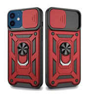 Apple iPhone 12 Mini Uyumlu Kızaklı Kamera Korumalı Tank Kılıf (Kırmızı)