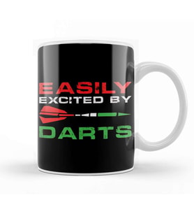 Easily Excited By Darts Dartist Bullseye Dart Throwing Team Kupa Bardak Porselen