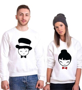 Tshirthane Mutlu Çift Sevgili Kombinleri Sweatshirt Kombini (Tek Ürün Fiyatıdır.)