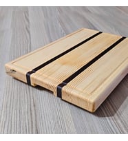 Barış Dizayn BasicDual iki renk Doğal Ahşap Kesme Tahtası Sunum Et Kesme Çam-Abanoz Ağacı(Orta) El Yapımı