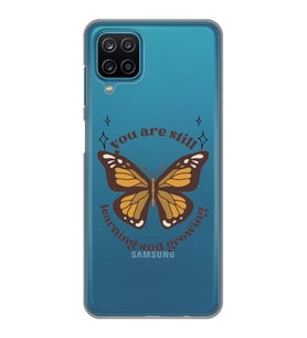 Samsung Galaxy A12/M12 Uyumlu Kelebek Desenli Şeffaf Telefon Kılıfı