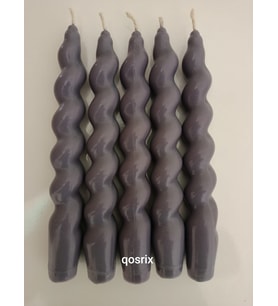qosrix 5'li Gri Italyan Burgulu Şamdan Soya Mumu Doğal Kokulu Uzun Çubuk Konik Burgu Spiral Mum Dekoratif