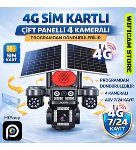S446 4 Kameralı 3ü Motorlu 4G Solar Kamera Hieasy Türkçe Yazılım
