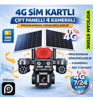 S446 4 Kameralı 3ü Motorlu 4G Solar Kamera Hieasy Türkçe Yazılım (Siyah Beyaz)