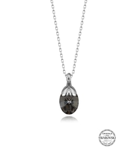 Swarovski Crystal Kadın Chrome Oval Gümüş Kolye