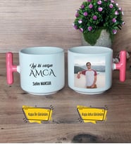 İyi Ki Varsın Amca Kupa Bardak Fotoğraflı T Pembe Kulplu Amcaya Doğum Günü Hediyesi