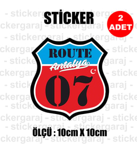 07 antalya memleket rota gidiş etiket sticker çıkartma - 2 adet - motosiklet araba otomobil kamyon kamyonet cam uyumlu