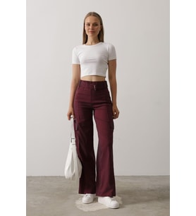 Kemerli Cargo Pantolon - İndigo (Bordo)