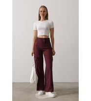 Kemerli Cargo Pantolon - İndigo (Bordo)