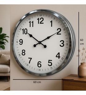 60 cm Krom Metal Dekoratif Duvar Saati (Standart)