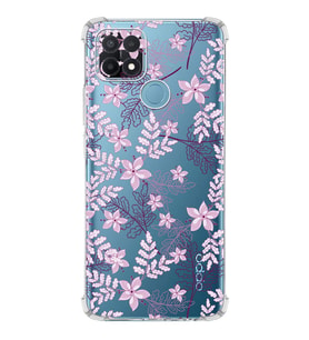PrintiFy Oppo A15 Uyumlu Köşe Korumalı Floral Pudra Tasarımlı Şeffaf Silikon Kılıf