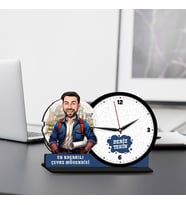 Erkek Çevre Mühendisine Hediye Karikatürlü MDF Masa Saati