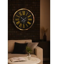 Black Marble Gold 52 Cm Metal Duvar Saati