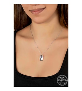 Swarovski Crystal Taşlı Top Zincir Baget Gümüş Kadın Kolye