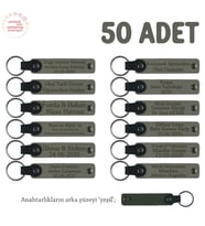 Kül Gri & Yeşil, Sünnet Düğün Kutlaması İçin Mesajlı Hatıra Anahtarlık 50’li Set, Konuklara Özel