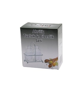 2 PCS ŞEFFAF KAPAK AKRİLİK TUZLUK - BİBERLİK - BAHARATLIK METAL STANDLI KARE - BOMBELİ (5680)