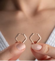 925 Ayar Gümüş Rose Zirkon Taşlı Trend Halka Küpe