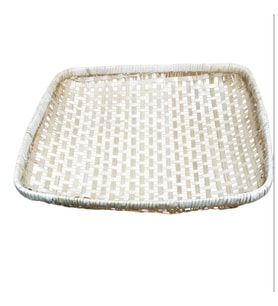 KNC EV Tepsi Bambu Kare Dekoratif Küçük 40x40cm yükseklik 7cm Ahşap Mutfak Sepet