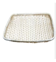 KNC EV Tepsi Bambu Kare Dekoratif Küçük 40x40cm yükseklik 7cm Ahşap Mutfak Sepet