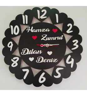 Duvar Saati Salon,Oda,Mutfak veya iş yerine çok ŞIK Hediye (renk ve isim bildirin)