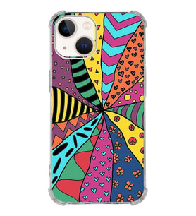 PrintiFy Apple iPhone 13 Mini Uyumlu Retro Color 4 Baskılı Şeffaf Köşe Korumalı Antişok Kılıf