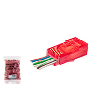 Cat6 Ez Rj45 Konnektör - 100 Adet Kirmizi / Ekonomik Poşet Paket ND2411