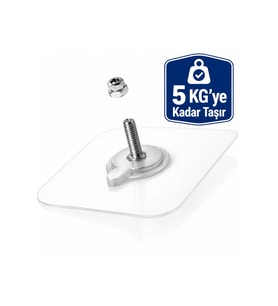 20'li Şeffaf Yapışkanlı Vidalı Çok Amaçlı Duvar Askısı Düzenleyici Askılık 6x6 cm