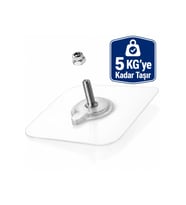 20'li Şeffaf Yapışkanlı Vidalı Çok Amaçlı Duvar Askısı Düzenleyici Askılık 6x6 cm