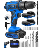 Steiner Germany Technology Highline 58 V 5 Ah Darbeli Bakır Sargılı Çift Akülü Vidalama Matkap Mavi