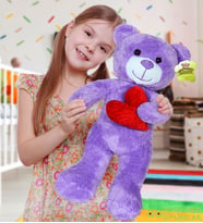 50 cm Kalpli Peluş Sevimli Patron Ayıcık (Lila)