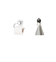 Hem Vakumlu Hem Vidalı Banyo Aksesuarı 2 li Set Havluluk + Tuvalet Kağıtlığı + 2 Kancalı Havlu Askıs (Gümüş)