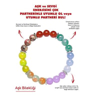 Sertifikalı Aşk Sevgi Çiftler Arası Uyum Doğal Taş Bilekliği Akik Akuamarin Amazonit Pembe Kuvars Morganit Taşı (Çok Renkli)