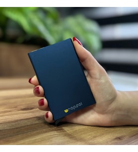 Mekanizmalı Kartlık Rfid Korumalı Alüminyum Otomatik Mekanizmalı Kredi Kartlık Renkli Mat Lacivert