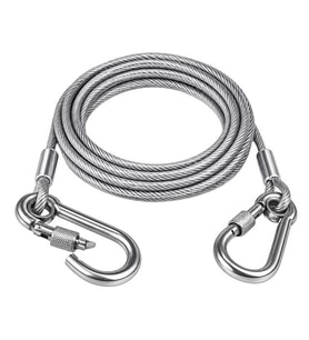 SN-38107 5 Metre Çelik Köpek Bağlama Halatı Kilitli Karabina PVC Kaplamalı