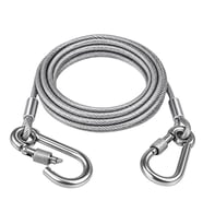SN-38107 5 Metre Çelik Köpek Bağlama Halatı Kilitli Karabina PVC Kaplamalı