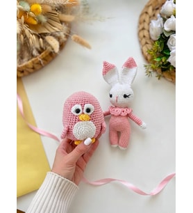 ÖRGÜ OYUNCAK PEMBE TAVŞAN VE PENGUEN