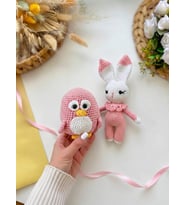 ÖRGÜ OYUNCAK PEMBE TAVŞAN VE PENGUEN