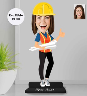Kişiye Özel Mühendis Kadın Ahşap Eco Biblo -2