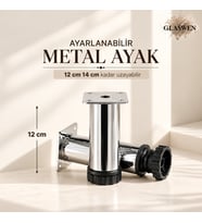 Metal Ayarlanabilir 12 cm Krom Destek Ayak Mobilya Kanepe Baza Koltuk Dolap Sehpa TV Ünitesi Ayağı