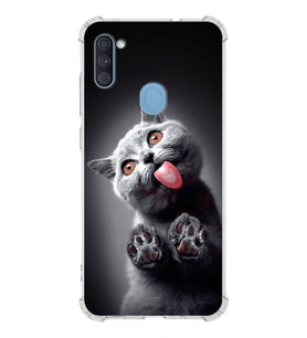 PrintiFy Samsung Galaxy M11 Uyumlu Kedi 2 Baskılı Şeffaf Köşe Korumalı Antişok Kılıf