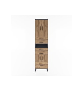 Hyperion Dolap 4 Raflı 5 Çekmeceli 4 Kapaklı 60x44x243 Antrasit-Çam