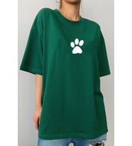 Unisex Paw Baskılı T-shirt (Yeşil)
