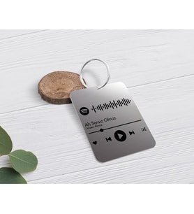 Kişiye Özel Spotify Şarkı Linkli 925 Ayar Gümüş Anahtarlık