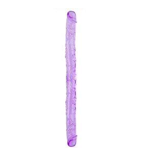 Çift Taraflı Esnek Dildo 34 cm – Gerçekçi Dokulu Mor Renk