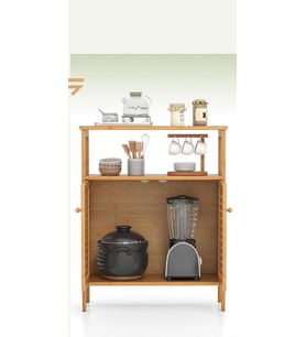ÇOK AMAÇLI DOLAP AHŞAP BAMBU ORGANİZER RAFLI 66X33X85CM (5343)