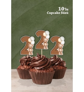 Ayıcık Temalı 2 Yaşında Cupcake Süsü '10lu