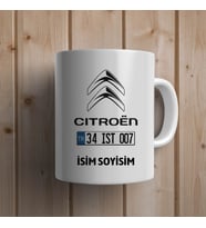 Kişiye Özel Plakalı İsimli CITROEN Kupa Bardak