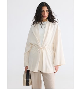LCW Modest Ekru V Yaka Kadın Kimono